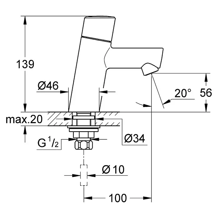 Grohe Concetto Kaltwasser-StandventilChrom, Glänzend