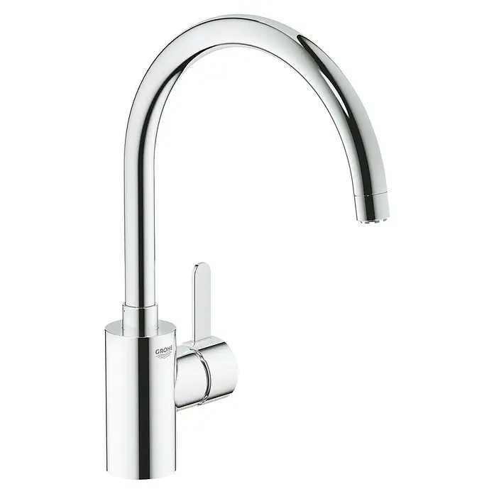 Grohe Eurosmart Cosmopolitan Spültischarmatur - Niederdruck, Chrom, Glänzend, Beweglichkeit Auslauf: Schwenkbar, Hebelgriff - Ein glänzender, verchromter Grohe Wasserhahn mit einem hohen, geschwungenen Auslauf und einem Hebel für die einfache Bedienung.