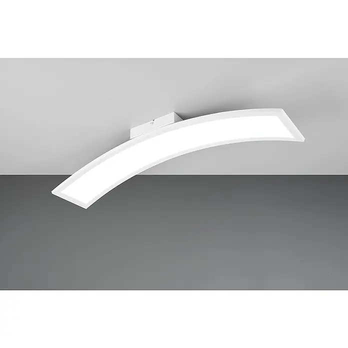 Reality Leuchten LED-Deckenleuchte Score - 23 W, L x B x H: 15 x 75 x 13,5 cm, Weiß, Warmweiß - Moderne, geschwungene LED-Deckenleuchte in Weiß. Das Design verleiht jedem Raum eine elegante Note und sorgt für eine helle, gleichmäßige Ausleuchtung.
