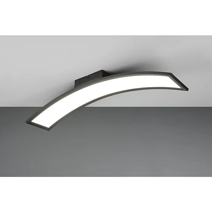 Reality Leuchten LED-Deckenleuchte Score - 23 W, L x B x H: 15 x 75 x 13,5 cm, Schwarz, Warmweiß - Moderne LED-Deckenleuchte in Bogenform. Die Lampe mit schwarzem Rahmen sorgt für eine angenehme Beleuchtung im Raum.