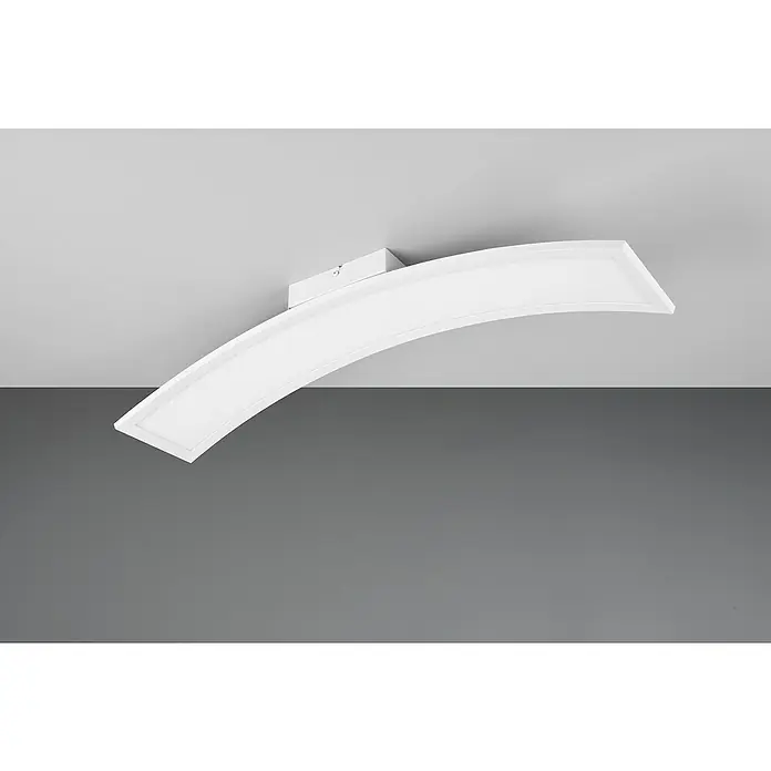 Reality Leuchten LED-Deckenleuchte Score - 23 W, L x B x H: 15 x 75 x 13,5 cm, Weiß, Warmweiß - Moderne LED Deckenleuchte mit gebogenem Design in Weiß, ideal für stilvolle Innenräume. Sorgt für helles, gleichmäßiges Licht im Raum.