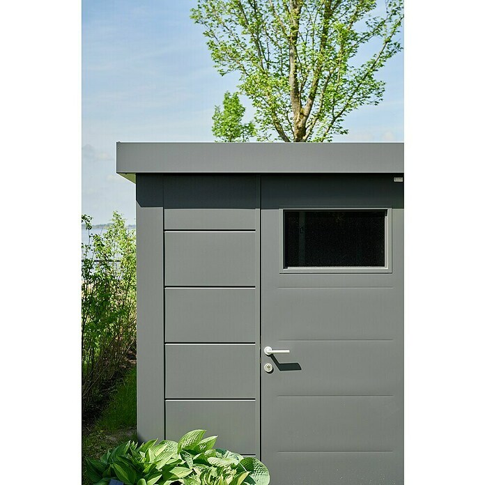 Telluria Metallgerätehaus Classico 2424 (Außenmaß inkl. Dachüberstand (B x T): 258 x 258 cm, Stahl, Anthrazit, Ohne Set) | BAUHAUS
