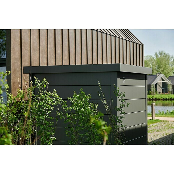 Telluria Metallgerätehaus Classico 2424 (Außenmaß inkl. Dachüberstand (B x T): 258 x 258 cm, Stahl, Anthrazit, Ohne Set) | BAUHAUS