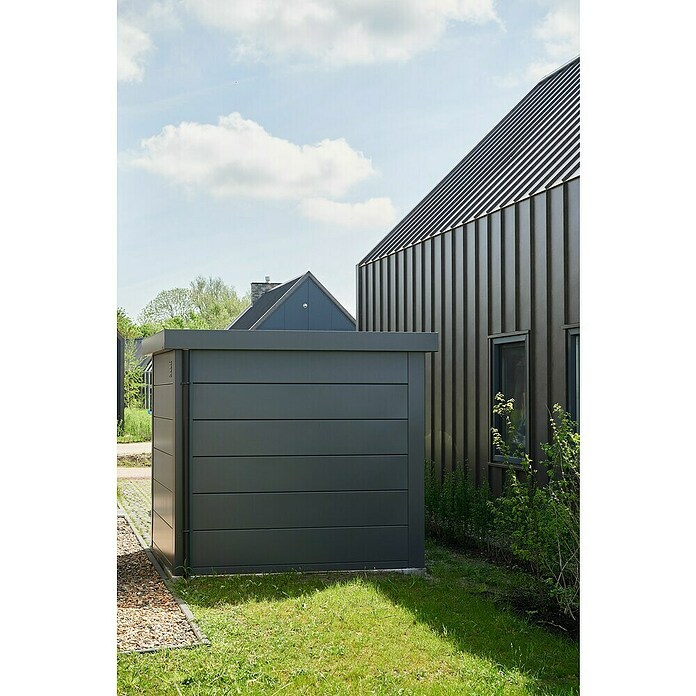 Telluria Metallgerätehaus Classico 2424 (Außenmaß inkl. Dachüberstand (B x T): 258 x 258 cm, Stahl, Anthrazit, Ohne Set) | BAUHAUS