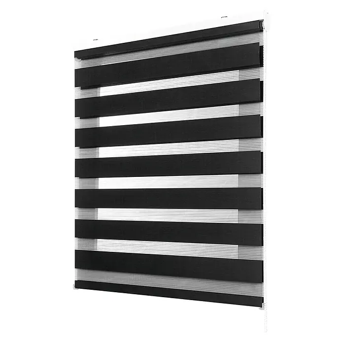Estor noche y día Duolux - An x Al: 80 x 180 cm, Grafito - Estores enrollables dobles horizontales modernas en blanco y negro para una decoración elegante de ventanas.
