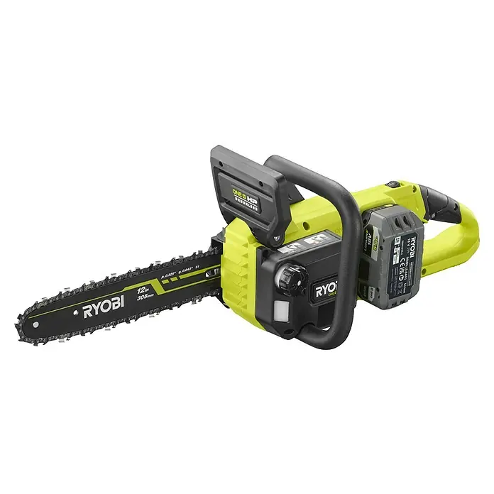 Ryobi ONE+HP Akku-Kettensäge RY18CSX30A-150 Whisper - 18 V, Li-Ionen, 1 Akku, Schwertlänge: 30 cm - Akkubetriebene RYOBI Kettensäge mit 305mm Schwertlänge und bürstenlosem Motor, ideal für Gartenarbeiten.