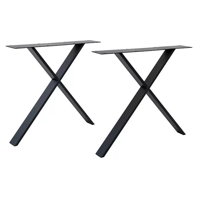 Tischbein CITYLINE Stockholm - 780 x 130 x 720 mm, Schwarz - Zwei schwarze X-förmige Tischbeine aus Metall.