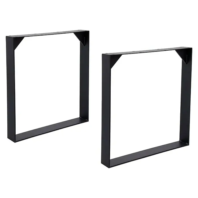 Tischbein CITYLINE Usedom - 700 x 100 x 720 mm, Schwarz - Zwei schwarze, rechteckige Metalltischbeine mit Winkeln für die Montage einer Tischplatte, ideal für DIY-Möbelprojekte.