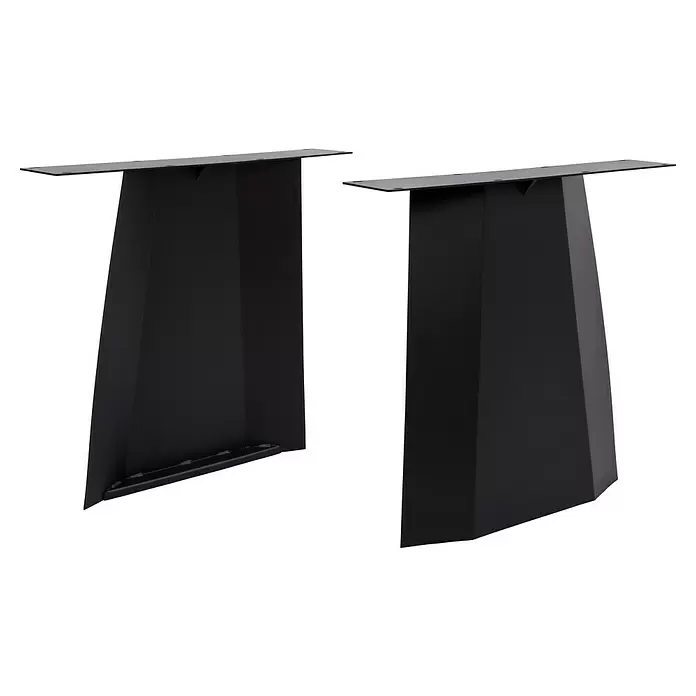 Tischbein CITYLINE Wange - 780 x 140 x 720 mm, Schwarz - Zwei schwarze, pulverbeschichtete Tischbeine aus Stahl mit konischer Form und flachen Montageplatten.