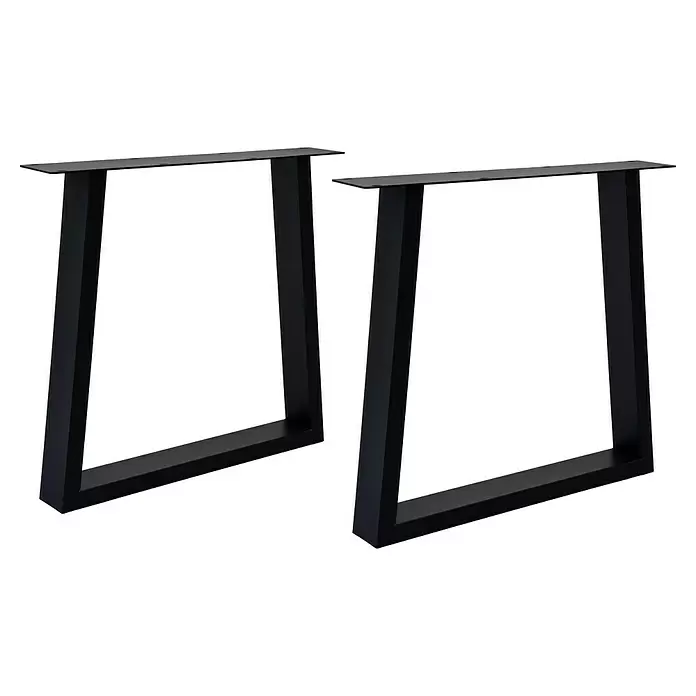 Tischbein CITYLINE Emden - 780 x 130 x 720 mm, Schwarz - Zwei schwarze Metall-Tischbeine im modernen, rechteckigen Design, ideal für DIY-Möbel.