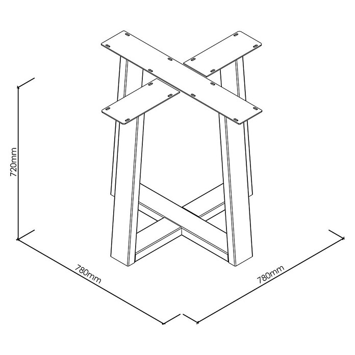 Tischbein CITYLINE Rotterdam (780 x 780 x 720 mm, Schwarz) | BAUHAUS