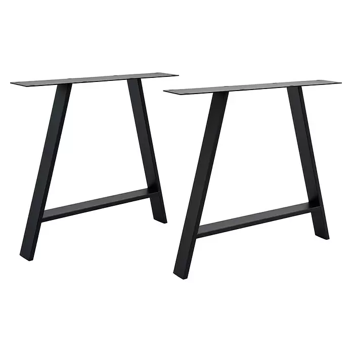 Tischbein CITYLINE Hamburg - 780 x 130 x 720 mm, Schwarz - Zwei schwarze Metall-A-Tischbeine mit Montageplatten.
