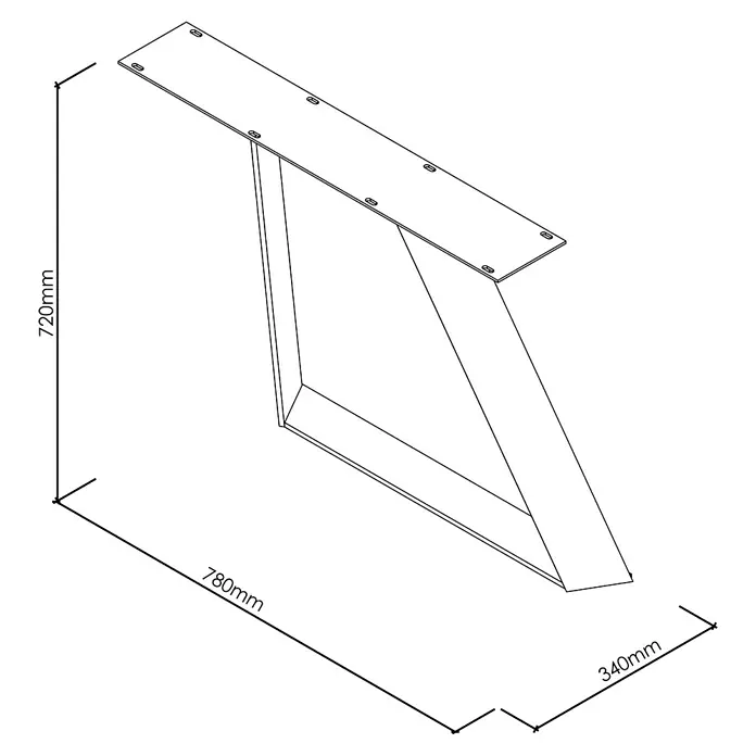 Tischbein CITYLINE Wien - 780 x 340 x 720 mm, Schwarz - Produktabbildung eines Tischesbeins mit den Maßen 720 mm Höhe, 780 mm Länge und 340 mm Breite. Eine moderne und stabile Lösung für Tischprojekte.