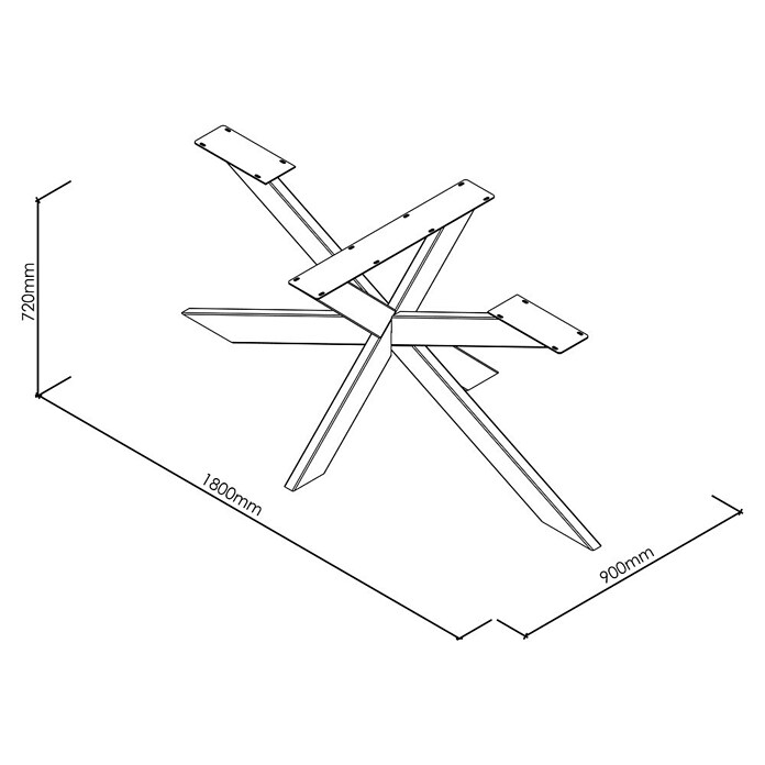 Tischbein CITYLINE Spider (1.800 x 900 x 720 mm, Schwarz) | BAUHAUS