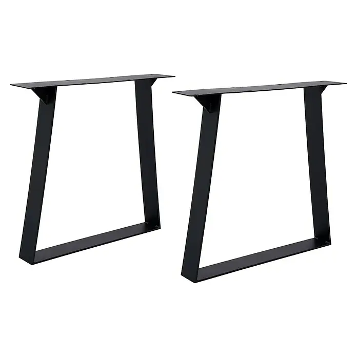 Tischbein CITYLINE Sylt - 780 x 130 x 720 mm, Schwarz - Zwei schwarze, rechteckige Tischbeine aus Metall mit einer Montageplatte oben für die Befestigung an einer Tischplatte.