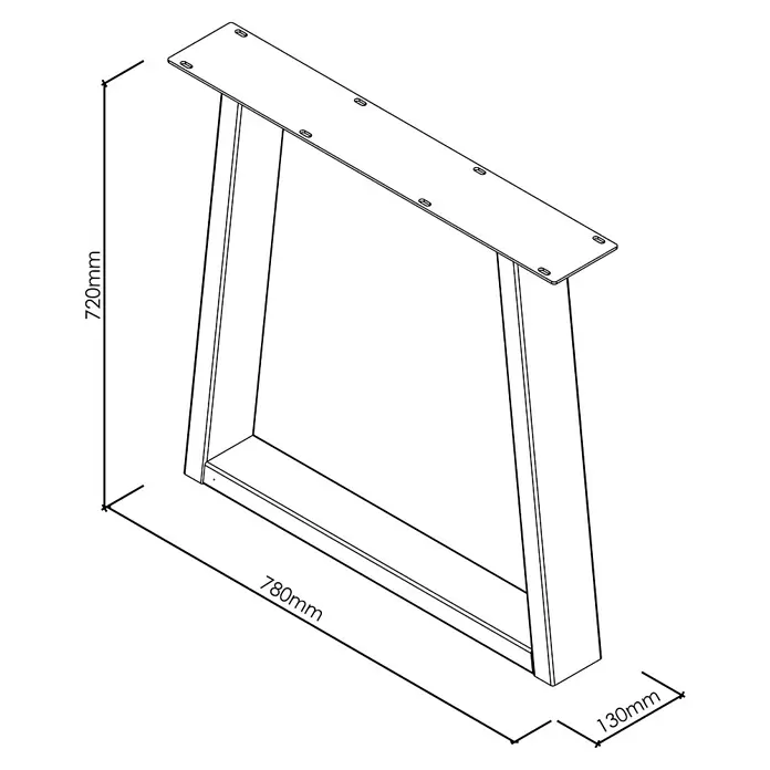 Tischbein CITYLINE Emden - 780 x 130 x 720 mm, Schwarz - Metall-A-Gestell-Tischbein mit vorgebohrten Befestigungslöchern. Maße: 720mm Höhe, 780mm Breite, 130mm Tiefe.