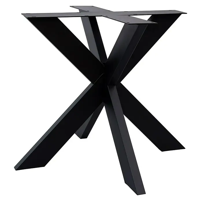 Tischbein CITYLINE Spider - 900 x 900 x 720 mm, Schwarz - Schwarzes Tischbein aus Metall in X-Form, ideal für moderne Tische. Robust und stilvoll, perfekt für individuelle Designs.