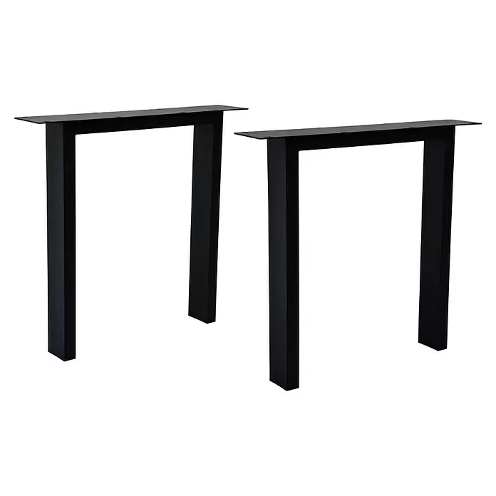 Tischbein CITYLINE Gaarden - 780 x 140 x 720 mm, Schwarz - Zwei schwarze Metall-Tischbeine mit rechteckigem L-Profil.