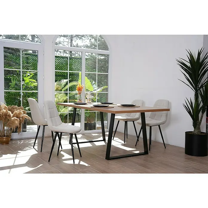 Tischbein CITYLINE Bremen - 780 x 130 x 720 mm, Schwarz - Elegantes Esszimmer-Set mit Esstisch und vier bequemen Stühlen. Das moderne Design passt perfekt in jeden Raum.