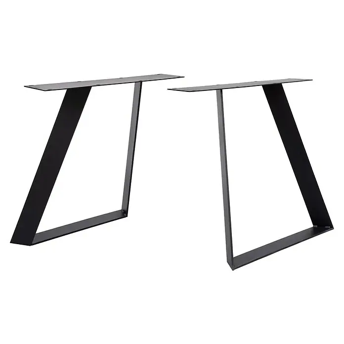 Tischbein CITYLINE Wien - 780 x 340 x 720 mm, Schwarz - Zwei schwarze, moderne Tischbeine aus Metall mit einer trapezförmigen Basis und einer rechteckigen Montageplatte.