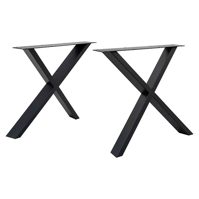 Tischbein CITYLINE Toledo - 780 x 268 x 720 mm, Schwarz - Zwei schwarze Metall-X-Tischbeine für DIY-Möbelprojekte.