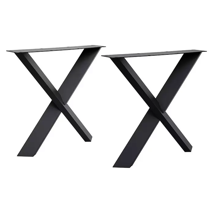 Tischbein CITYLINE Malaga - 780 x 130 x 720 mm, Schwarz - Zwei schwarze Metall-Tischbeine in X-Form.