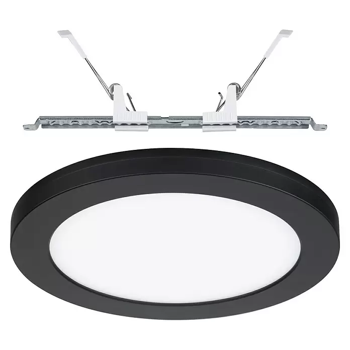Paulmann LED-Einbauleuchte rund - 19 W, Ø x H: 22,5 x 1,9 cm, Neutralweiß, Schwarz - Rundes schwarzes LED-Einbauleuchte mit Montagehalterung für Deckeninstallation.