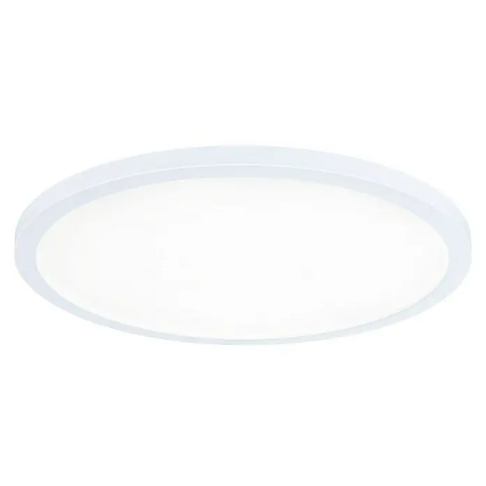 Paulmann LED-Panel rund Atria Shine IP44 - Neutralweiß, 19 W, Weiß, Durchmesser: 29,3 cm - Nahaufnahme einer runden, weißen Deckenleuchte, die ein modernes und minimalistisches Design aufweist. Ideal für Wohn- oder Geschäftsräume.