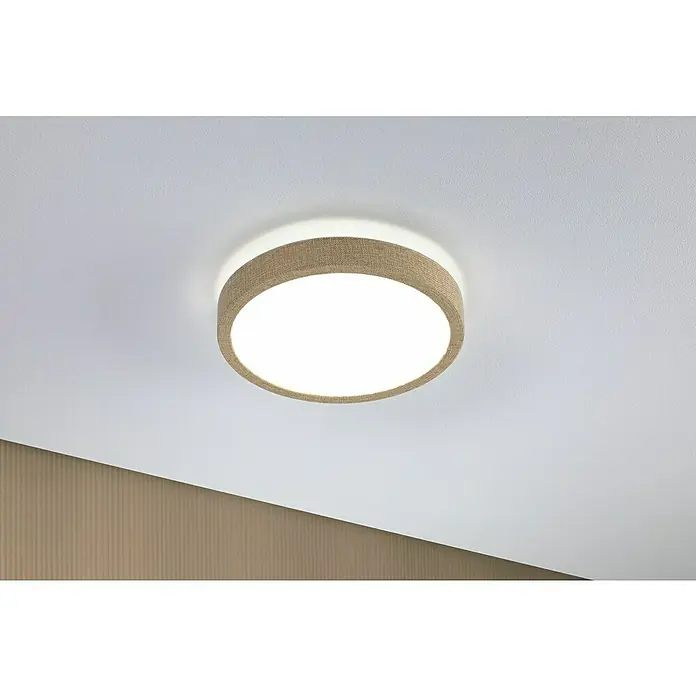 Paulmann LED-Panel rund Cosara - 15 W, Ø x H: 30 x 6,2 cm, Beige, Neutralweiß - Deckenleuchte mit rundem, beigem Lampenschirm.