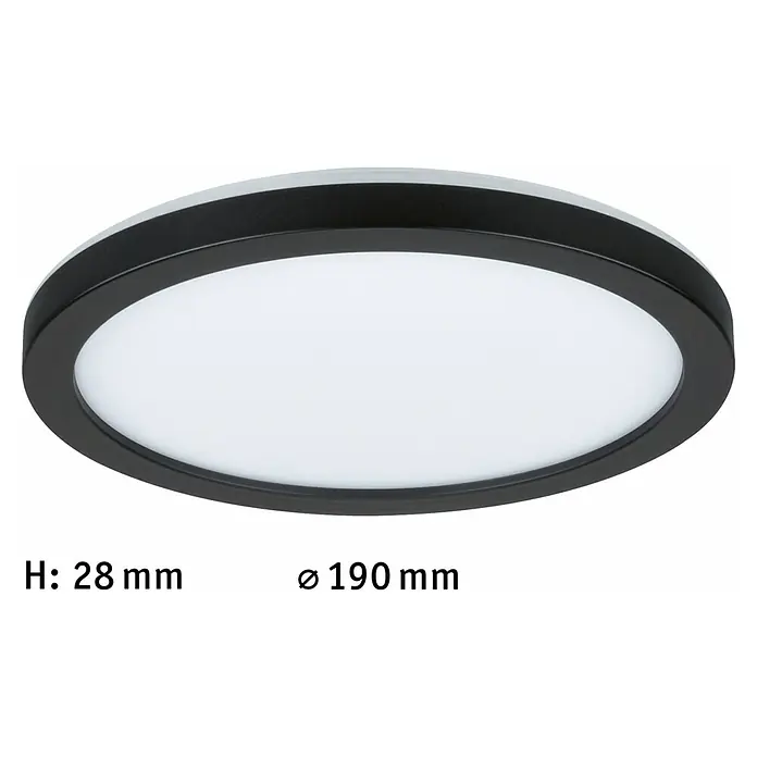 Paulmann LED-Panel rund Atria Shine - Durchmesser: 19 cm, 12,5 W, Schwarz, Neutralweiß - Runde Deckenleuchte mit schwarzem Rahmen und weißer Lichtfläche.
