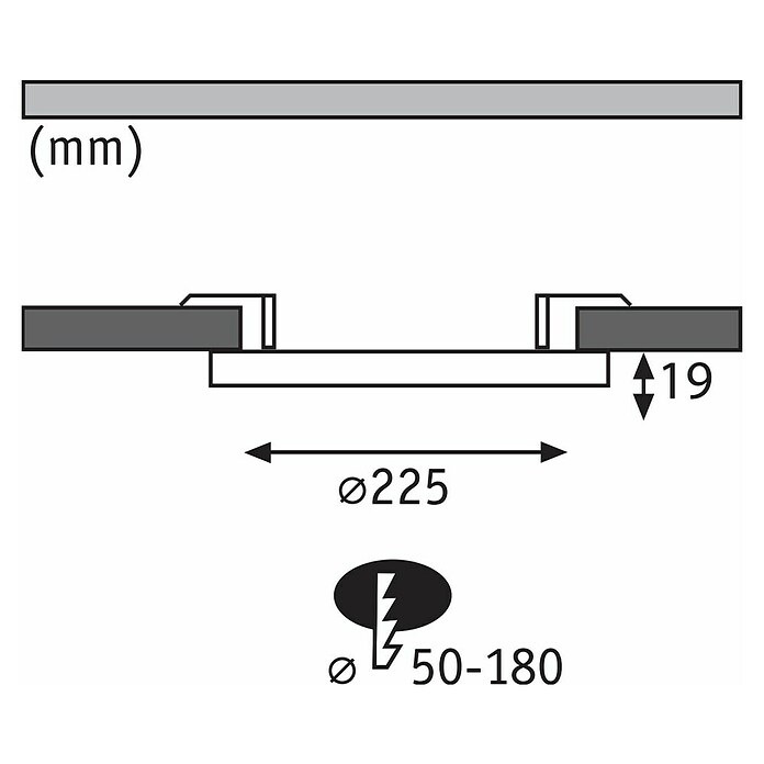 Paulmann LED-Einbauleuchte rund (19 W, Ø x H: 22,5 x 1,9 cm, Neutralweiß, Chrom) | BAUHAUS