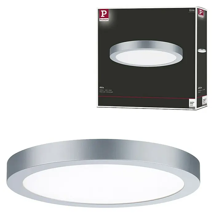 Paulmann LED-Panel rund Abia - 24 W, Chrom matt, Neutralweiß - Abia LED-Deckenleuchte von Paulmann. Die Leuchte ist rund, silberfarben und sorgt für eine angenehme, neutrale Lichtatmosphäre im Raum.