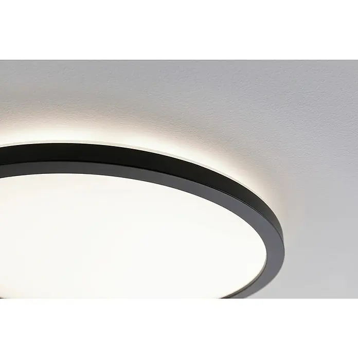 Paulmann LED-Panel Atria Shine - Durchmesser: 29,3 cm, 19 W, Schwarz, Warmweiß - Schlichte, runde Deckenleuchte mit schwarzem Rand und sanftem, diffusem Licht, ideal für moderne Innenräume.