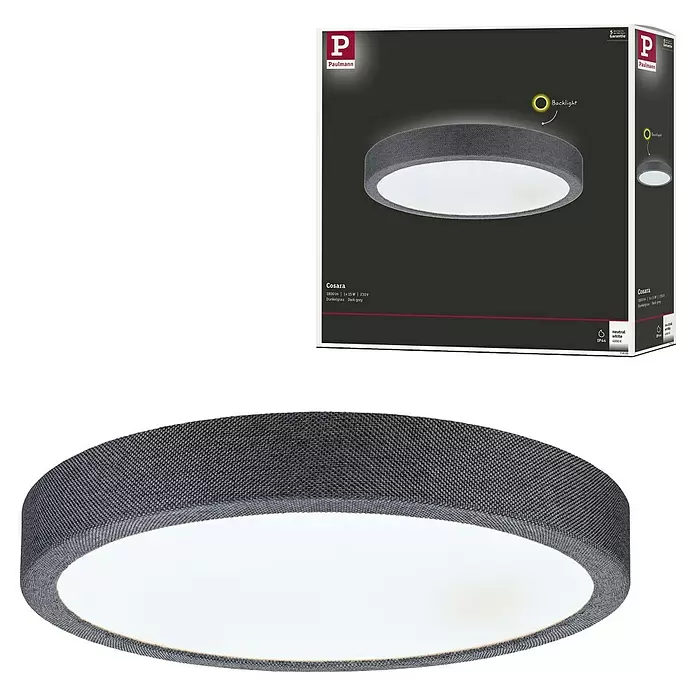 Paulmann LED-Panel rund Cosara15 W, Ø x H: 30 x 6,2 cm, Dungelgrau, Neutralweiß