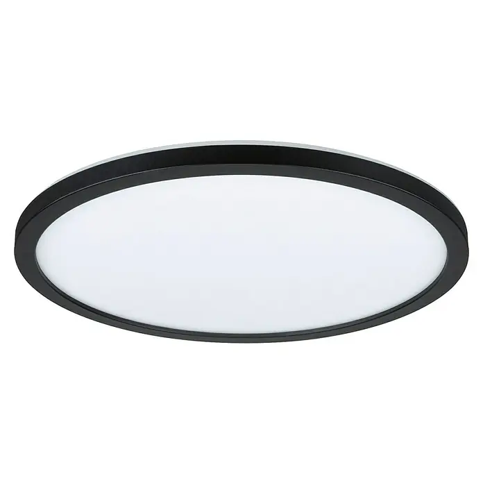 Paulmann LED-Panel Atria Shine - Durchmesser: 29,3 cm, 19 W, Schwarz, Warmweiß - Eine runde LED-Deckenleuchte mit schwarzem Rahmen und weißer Lichtfläche für eine moderne und energieeffiziente Beleuchtung des Raumes.