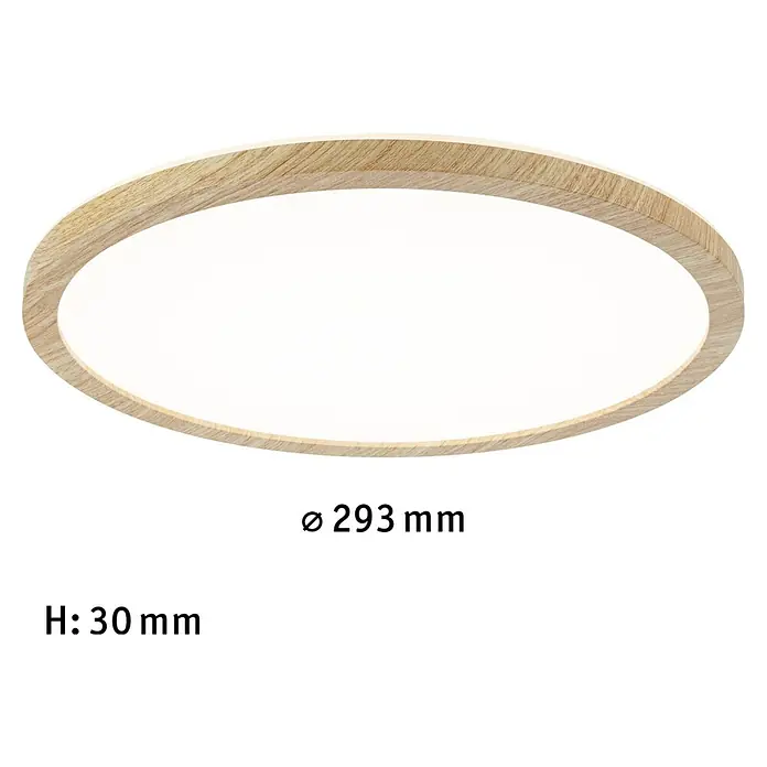 Paulmann LED-Panel rund Atria Shine IP44 - Warmweiß, 19 W, Holz, Durchmesser: 29,3 cm - Deckenleuchte mit Holzrahmen und einem Durchmesser von 293 mm, Höhe 30 mm. Schlichtes Design für eine angenehme Beleuchtung.