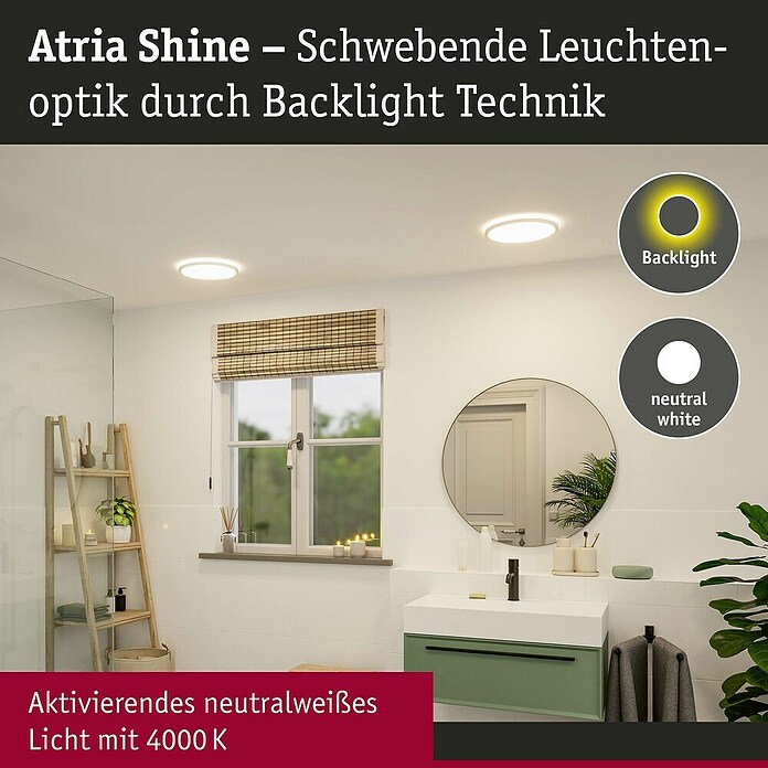 Paulmann LED-Panel Atria Shine IP44 (Durchmesser: 29,3 cm, 19 W, Weiß, Neutralweiß) | BAUHAUS