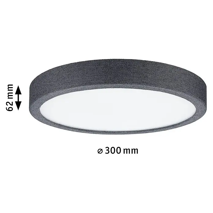 Paulmann LED-Panel rund Cosara - 15 W, Ø x H: 30 x 6,2 cm, Dungelgrau, Warmweiß - Deckenleuchte mit grauem Textilbezug, Durchmesser 300 mm und Höhe 62 mm. Moderne Beleuchtung für Innenräume mit angenehmem Licht.