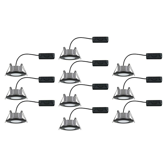 Paulmann LED-Einbauleuchten-Set rund Calla (6 W, Schwarz, 10 Stk., Neutralweiß) | BAUHAUS