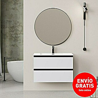 Conjunto de mueble de baño Bico (80 cm, Blanco/Negro, 3 pzs.)