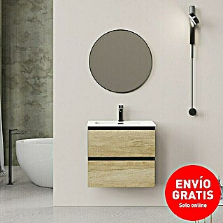 Conjunto de mueble de baño Bico (60 cm, Nature/Nergo, Efecto madera, 3 pzs.)