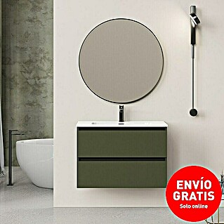 Conjunto de mueble de baño Bico (80 cm, Verde olivo/Negro, 3 pzs.)