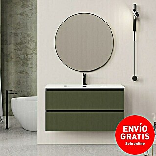 Conjunto de mueble de baño Bico (100 cm, Verde olivo/Negro, 3 pzs.)