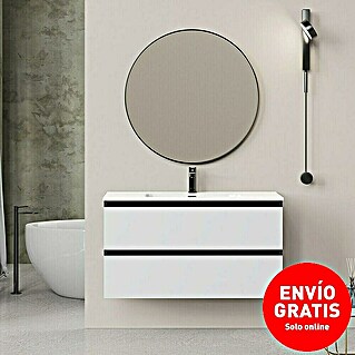 Conjunto de mueble de baño Bico (100 cm, Blanco/Negro, 3 pzs.)