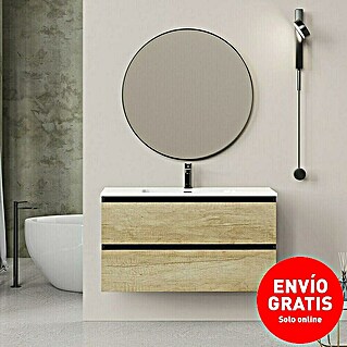 Conjunto de mueble de baño Bico (100 cm, Nature/Nergo, Efecto madera, 3 pzs.)