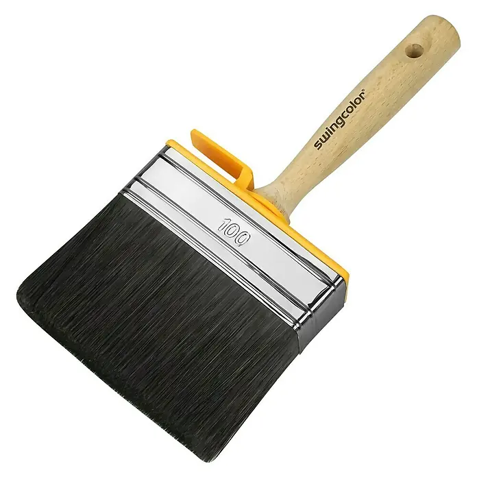 swingcolor Premium Flächenstreicher Lack - Breite Borsten: 100 mm, All-in-one-Borsten, Naturholz - swingcolor Flächenstreicher mit Holzgriff und schwarzer Borsten, ideal für gleichmäßige Anstriche.