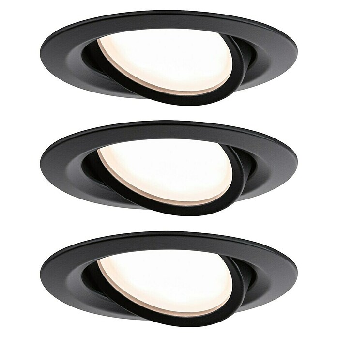 Paulmann Nova Downlight empotrable LED redondo Nova Plus Led Coin (18 W, Negro, Blanco cálido, 3 ud.) | BAUHAUS