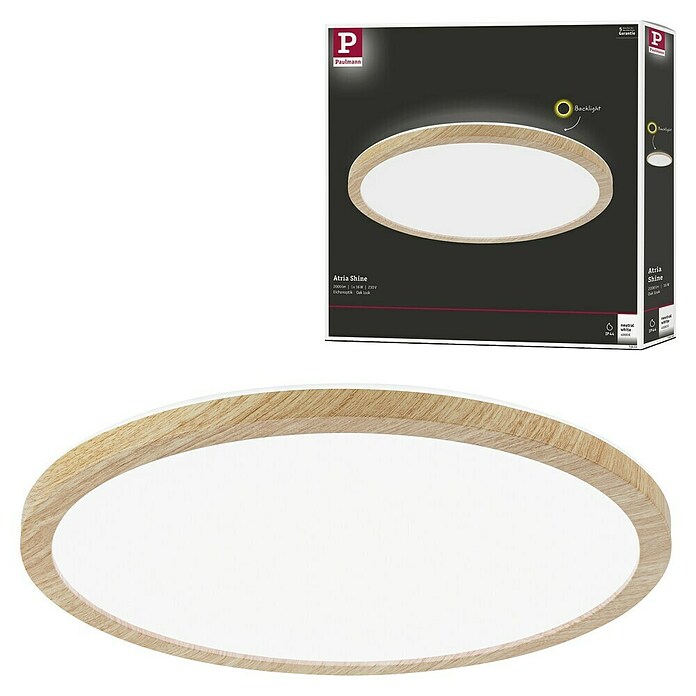 Paulmann LED-Panel Atria Shine IP44 (Durchmesser: 29,3 cm, 19 W, Holz, Neutralweiß) | BAUHAUS