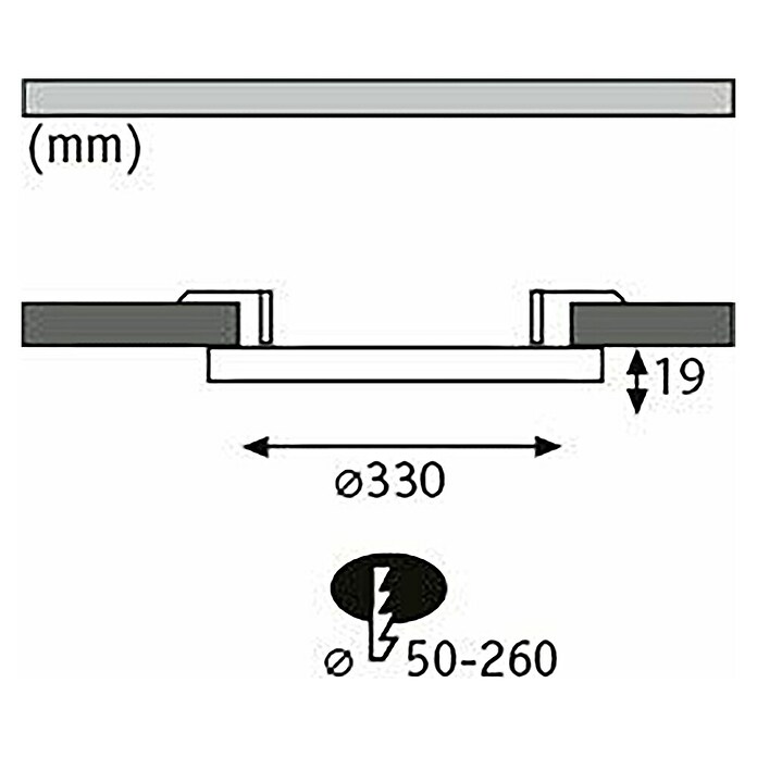 Paulmann LED ugradbena svjetiljka, okrugla  (24 W, Ø x V: 33 x 1,9 cm, Bijela, Neutralno bijelo) | BAUHAUS