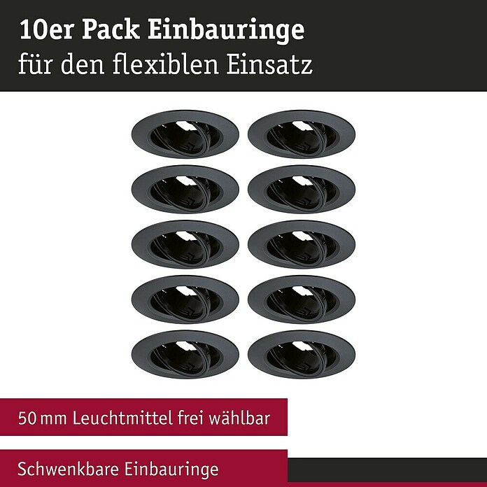 Paulmann Einbauleuchten-Set (Schwarz, 10 Stk.) | BAUHAUS